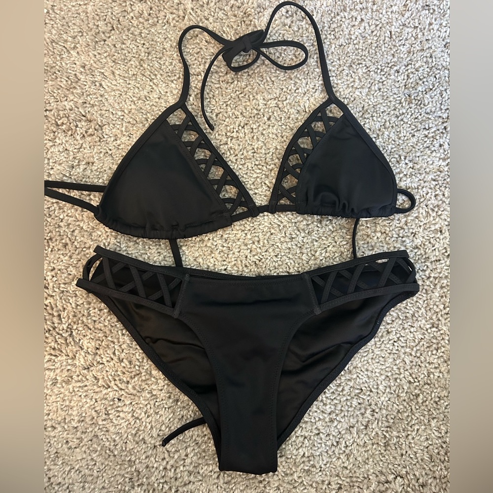 Victoria’s Secret Black Women's Swim Bikini Set- XS